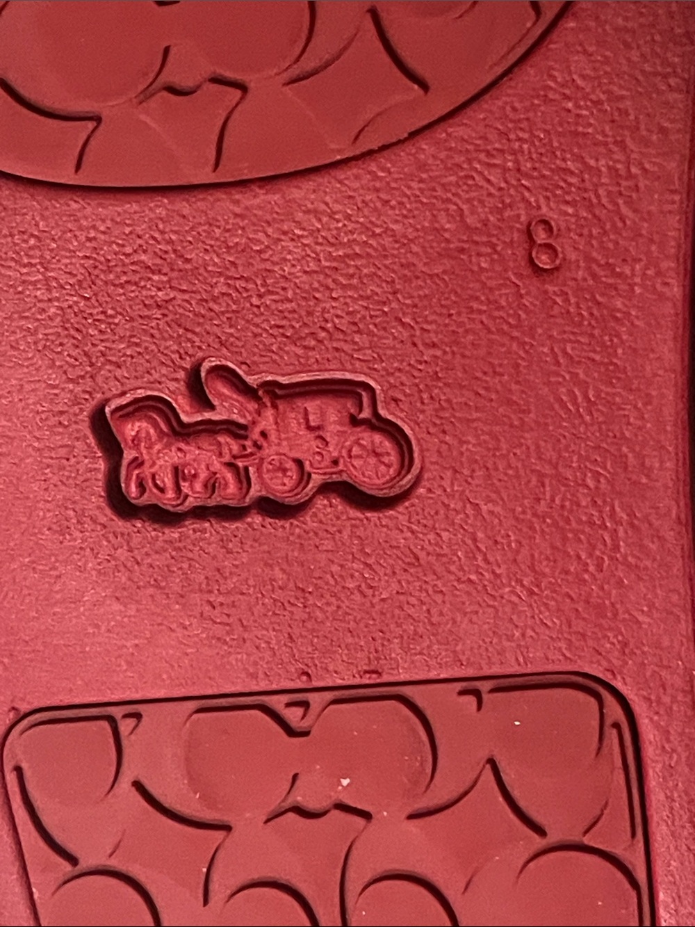 Coach Red Slide Sandals with Signature Heart Print Beautiful Eye Catching - Picture 10 of 10